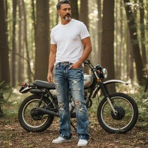 Rock Revival Men's Blue Distressed Relaxed Jeans